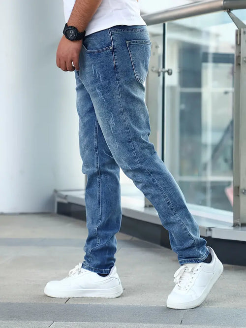 Men’s Distressed Slim-Leg Jeans