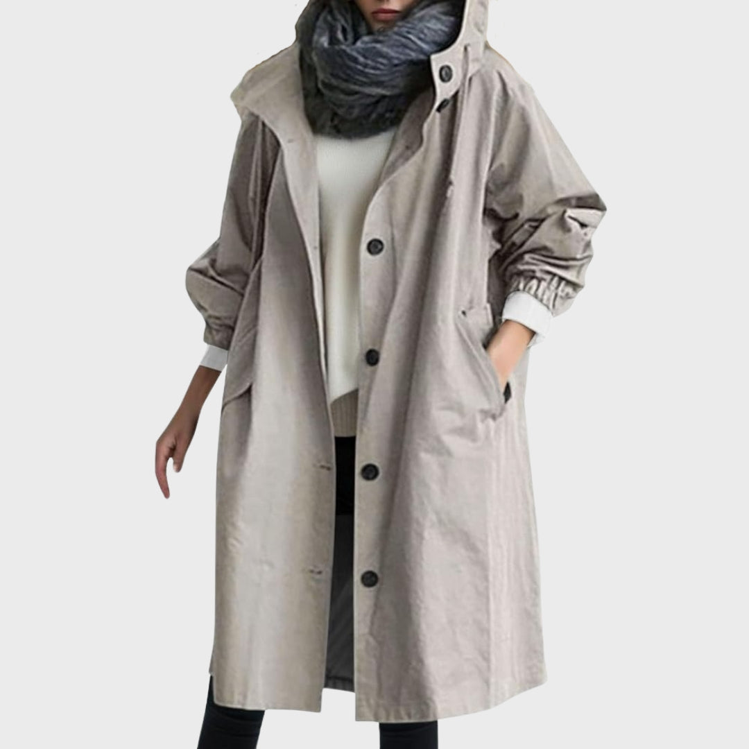 Women’s Long Hooded Button-Front Coat