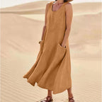 Women's Linen Pocket Maxi Dress