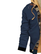 Men’s Hooded Jacket with Plaid Trim