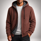 Men’s Textured Knit Hooded Zip-Up Sweater