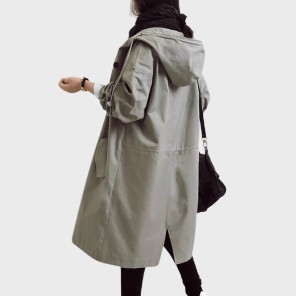 Women’s Long Hooded Button-Front Coat