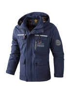 Men's Hooded Utility Jacket with Multiple Pockets