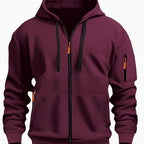 Men's Full-Zip Hooded Sweatshirt with Sleeve Detail