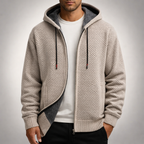 Men’s Textured Knit Hooded Zip-Up Sweater
