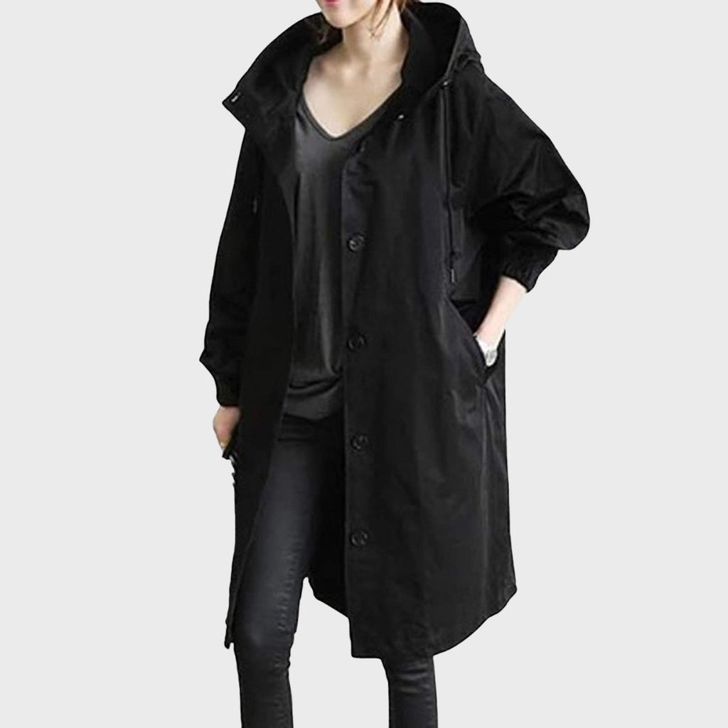Women’s Long Hooded Button-Front Coat
