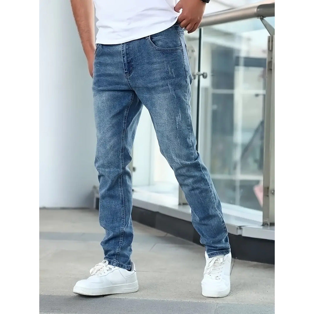 Men’s Distressed Slim-Leg Jeans