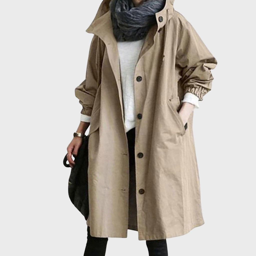 Women’s Long Hooded Button-Front Coat