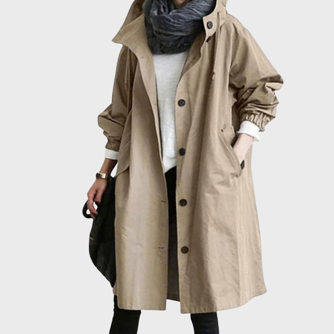 Women’s Long Hooded Button-Front Coat