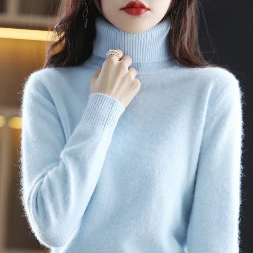 Women’s Turtleneck Sweater with Ribbed Trim