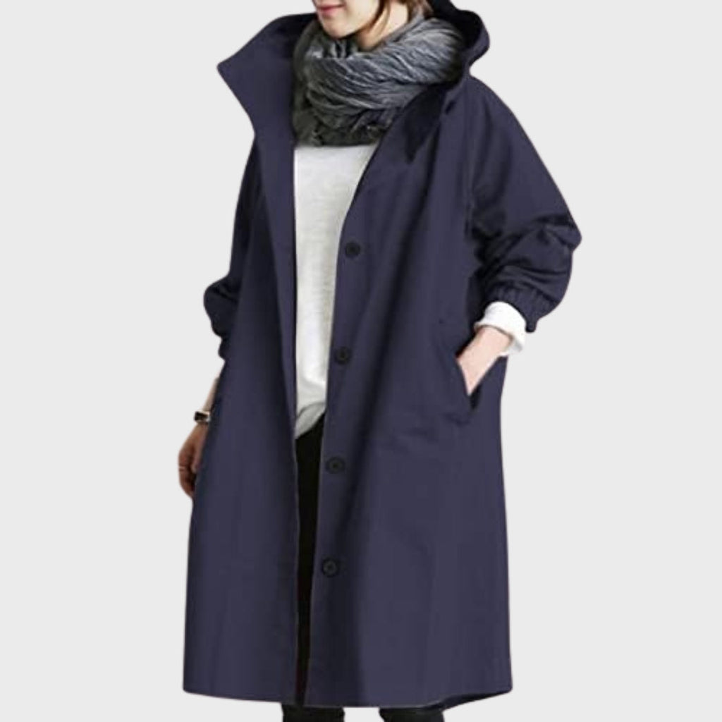Women’s Long Hooded Button-Front Coat