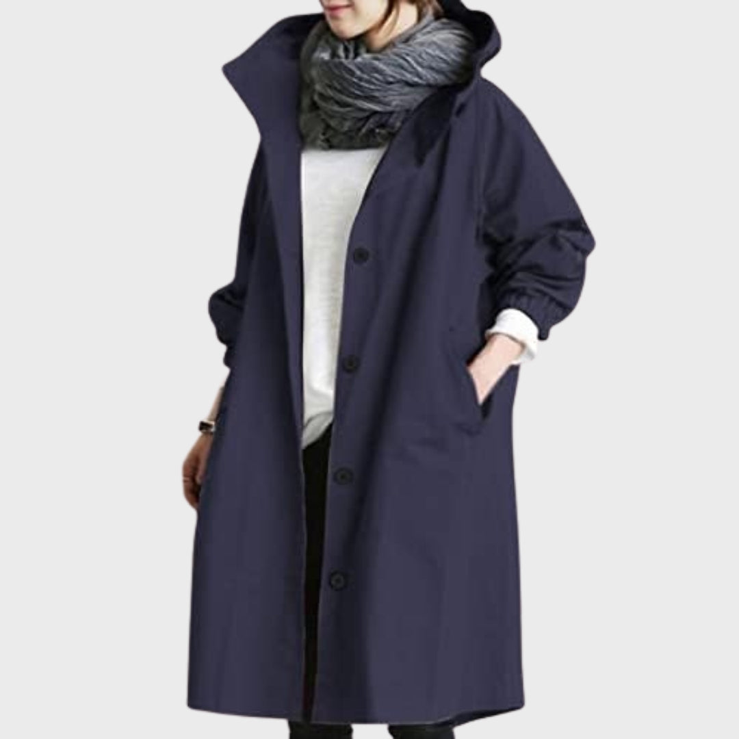 Women’s Long Hooded Button-Front Coat