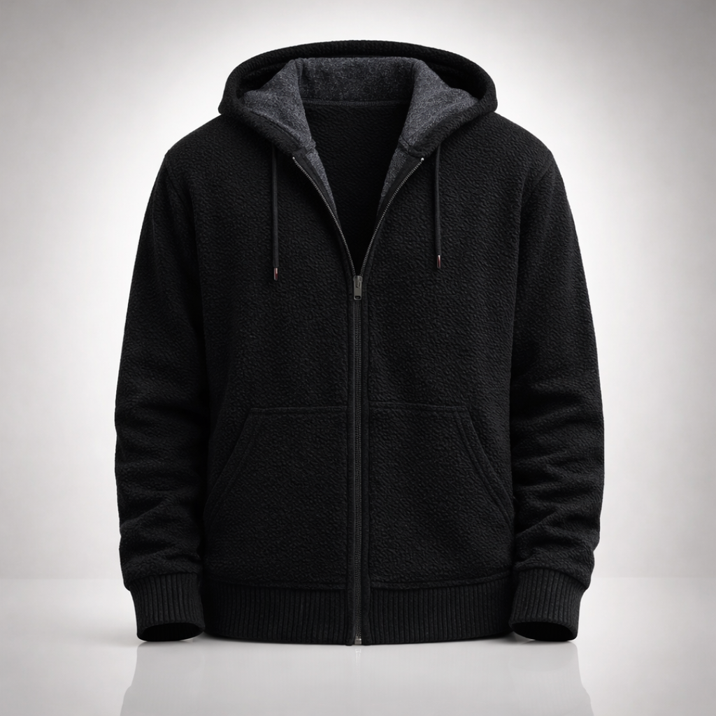 Men’s Textured Knit Hooded Zip-Up Sweater