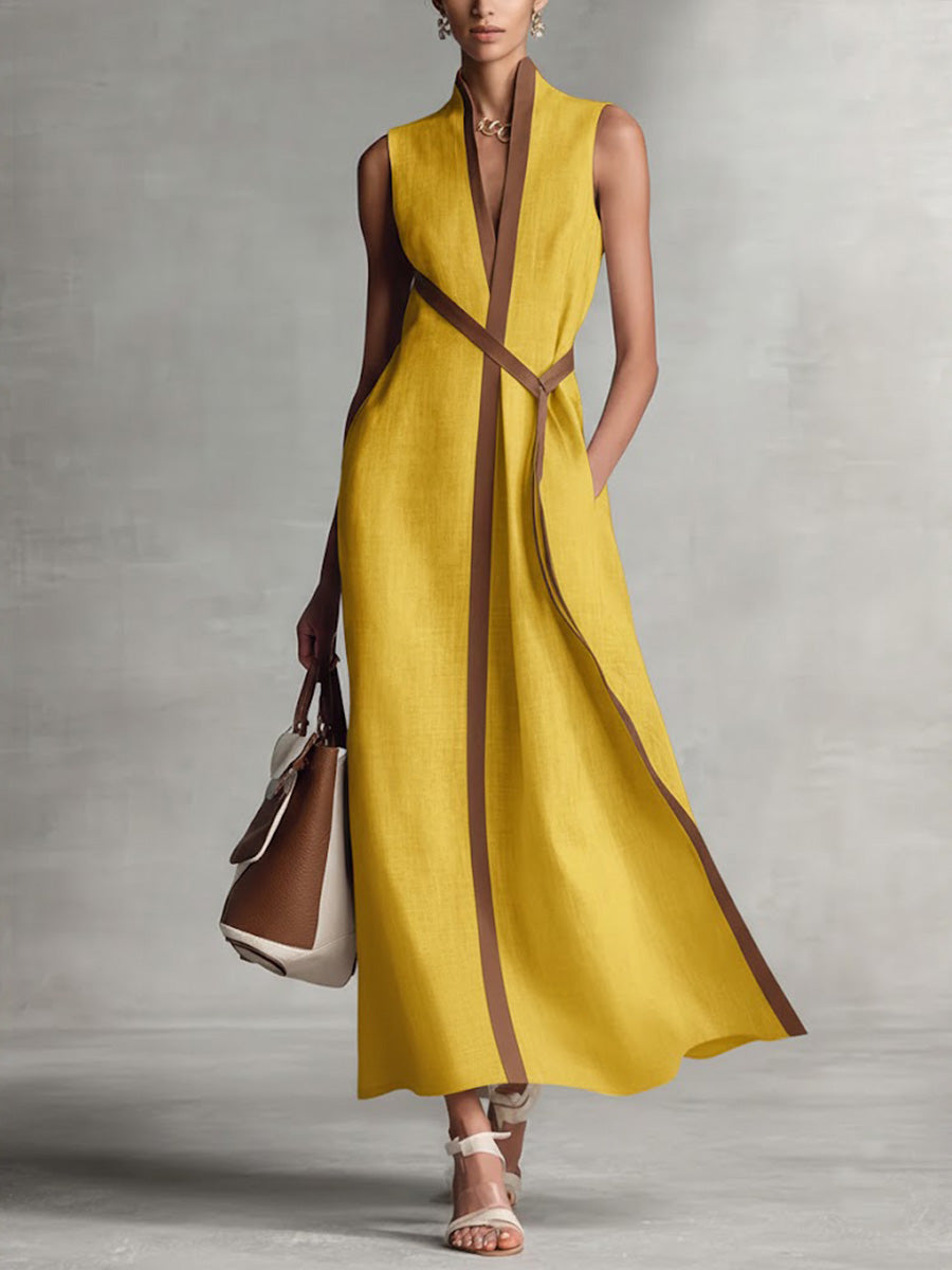 Women's Contrast Trim Maxi Dress