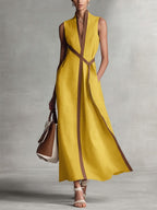 Women's Contrast Trim Maxi Dress