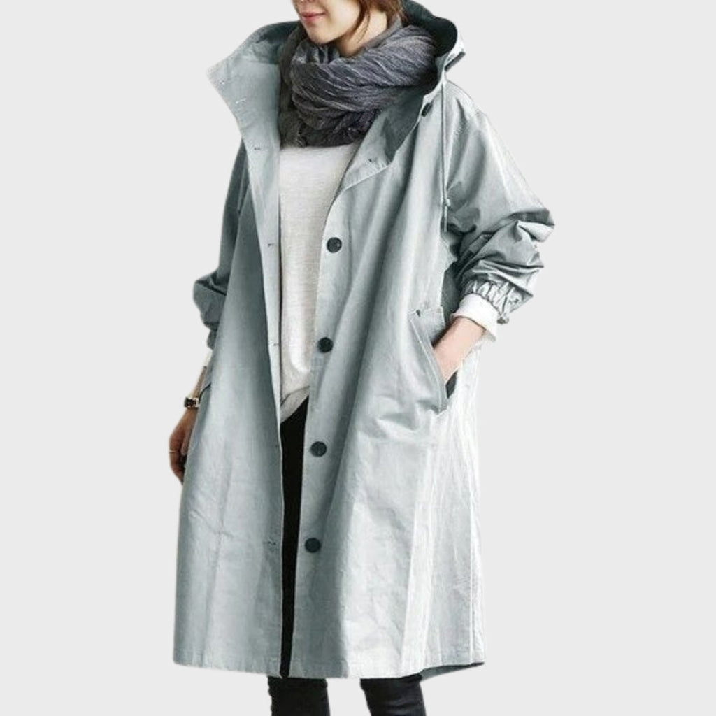 Women’s Long Hooded Button-Front Coat