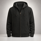 Men’s Textured Knit Hooded Zip-Up Sweater