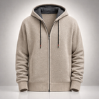 Men’s Textured Knit Hooded Zip-Up Sweater