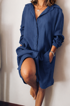 Women’s Relaxed Button-Front Shirt Dress