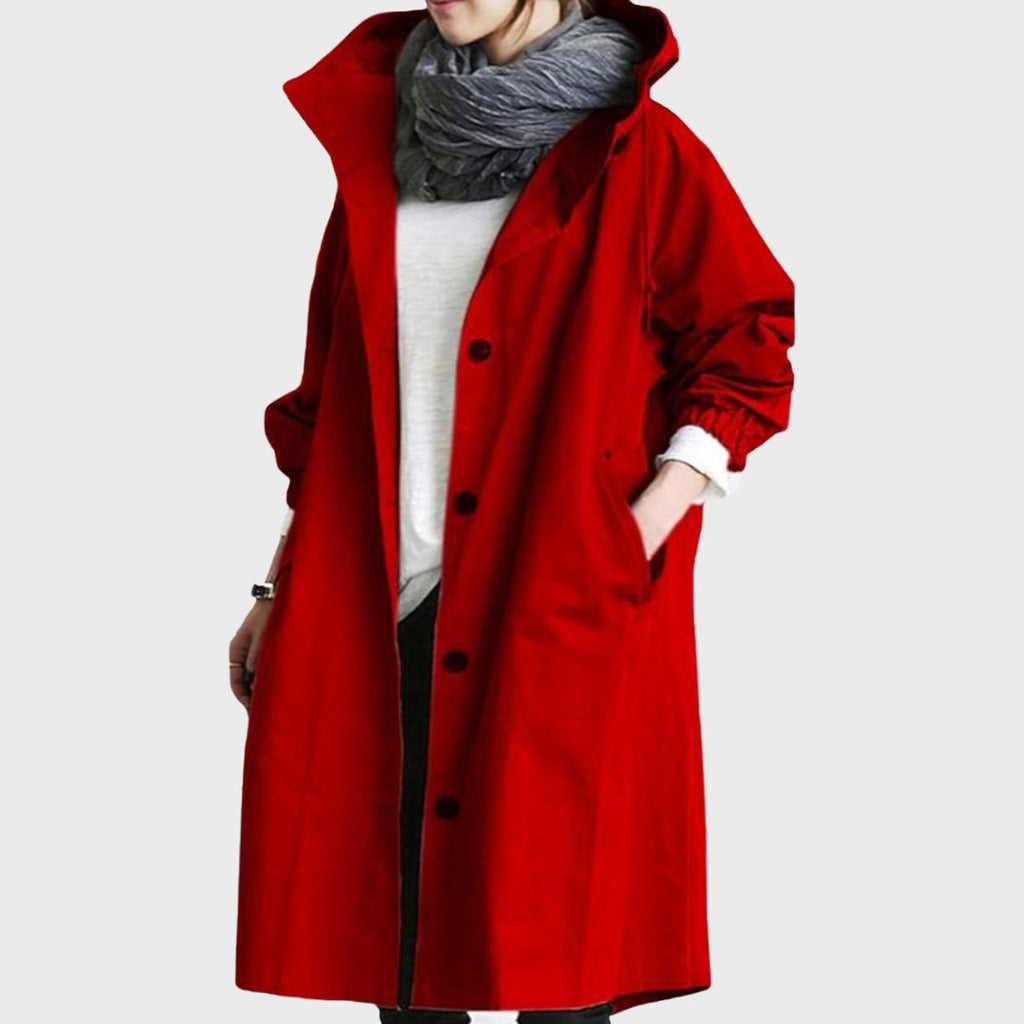 Women’s Long Hooded Button-Front Coat