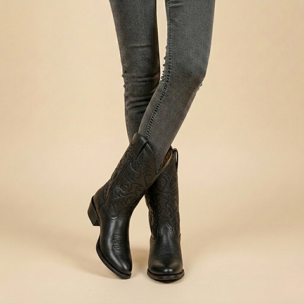 Women's Western Cowboy Boots with Embroidered Detail