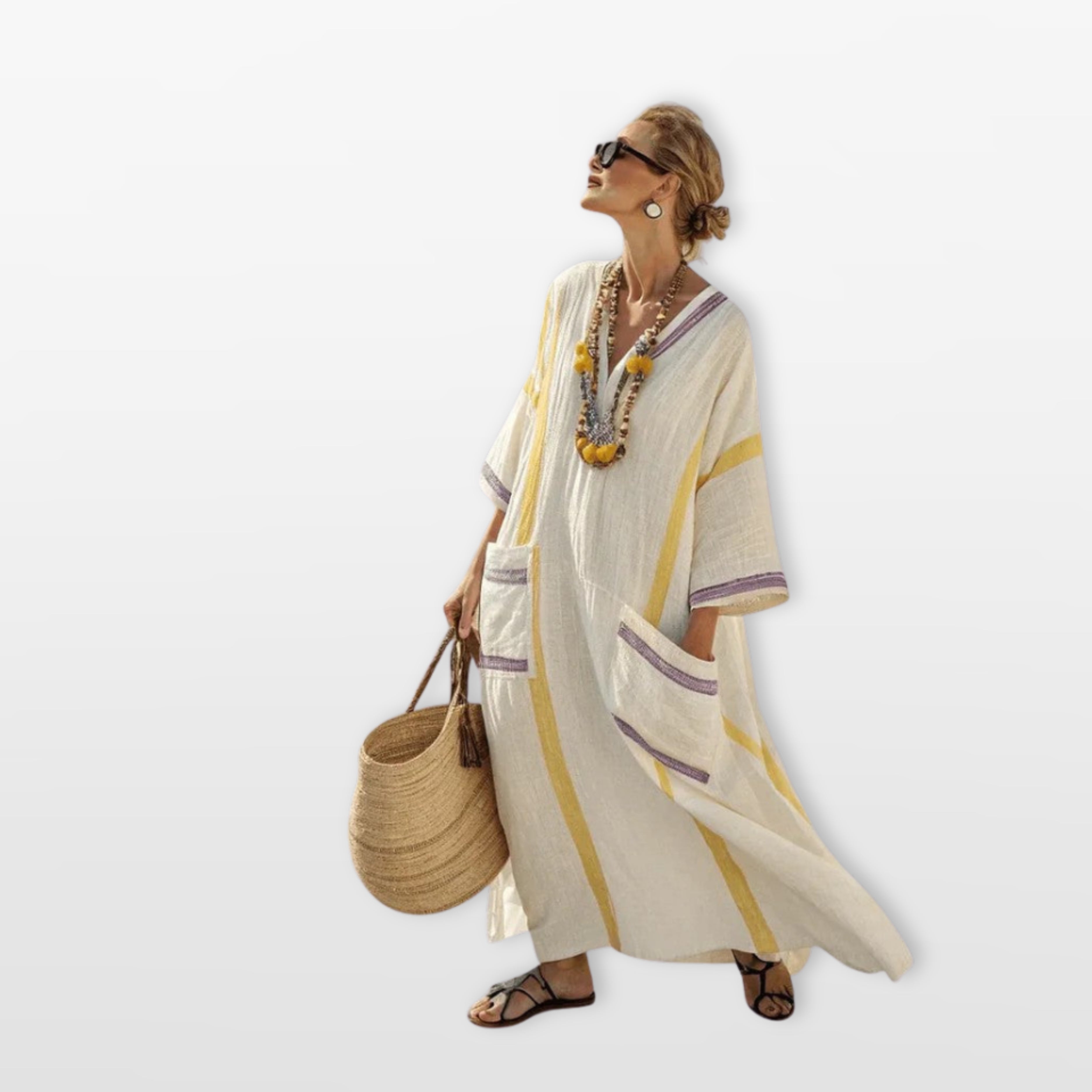 Women Boho Striped Maxi Dress