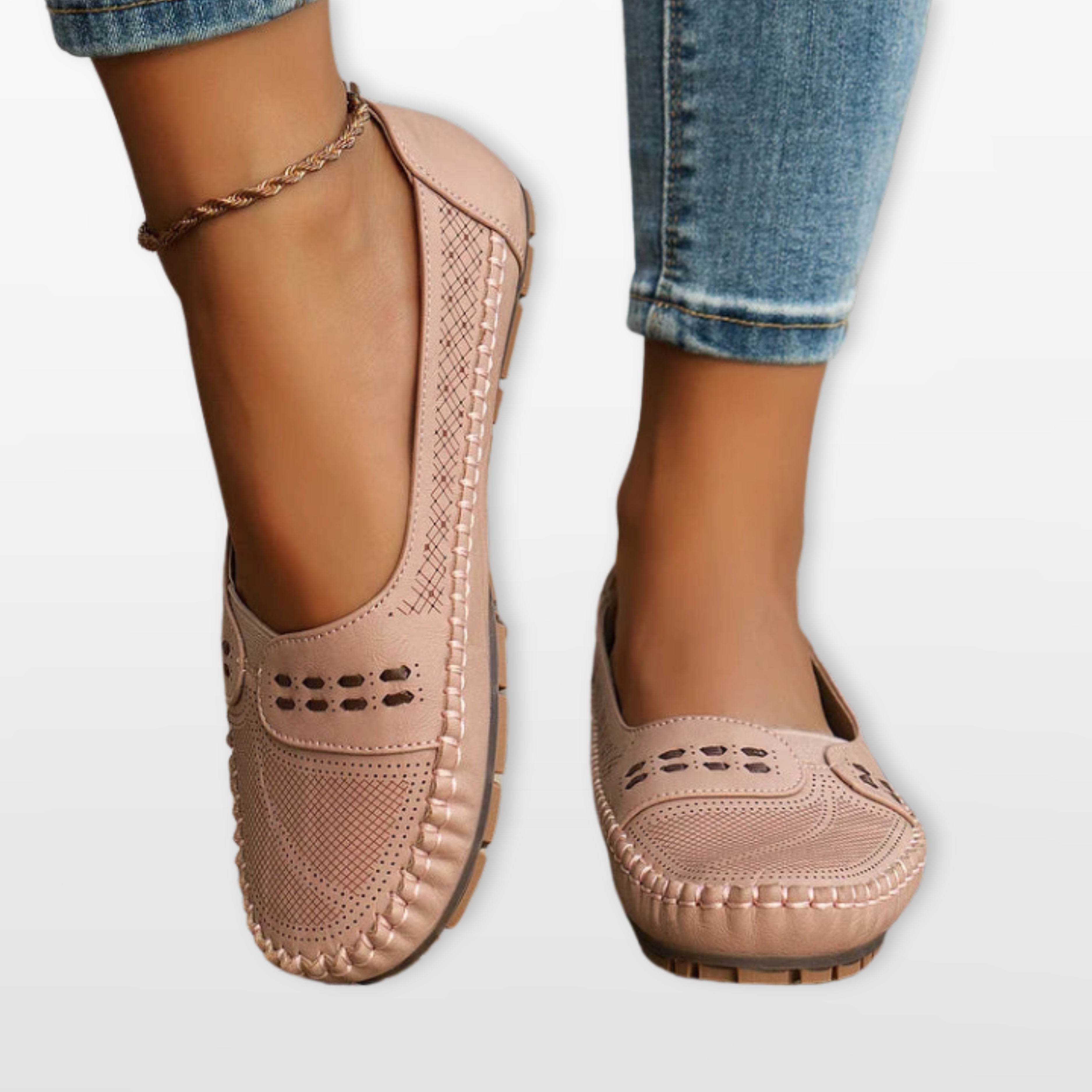 Women Perforated Slip On Loafers