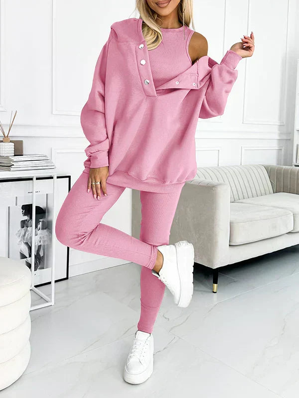 Women's 3 Piece Pant Set with Layered Top