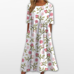 Women Floral Midi Dress Loose Fit