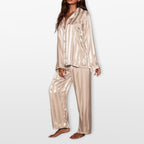 Women’s Satin Pajama Set Striped Loungewear