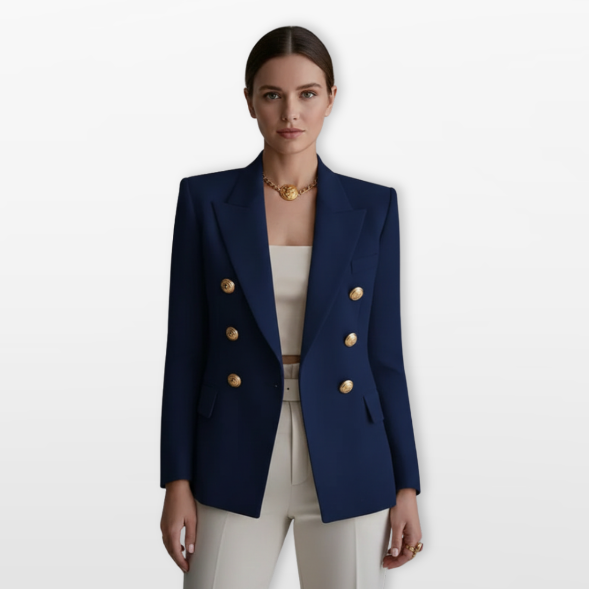 Women Double Breasted Blazer Structured Elegant