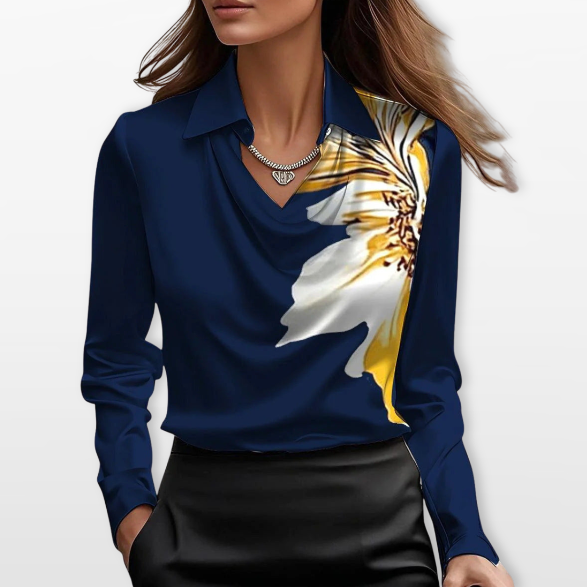 Women Draped Cowl Neck Blouse
