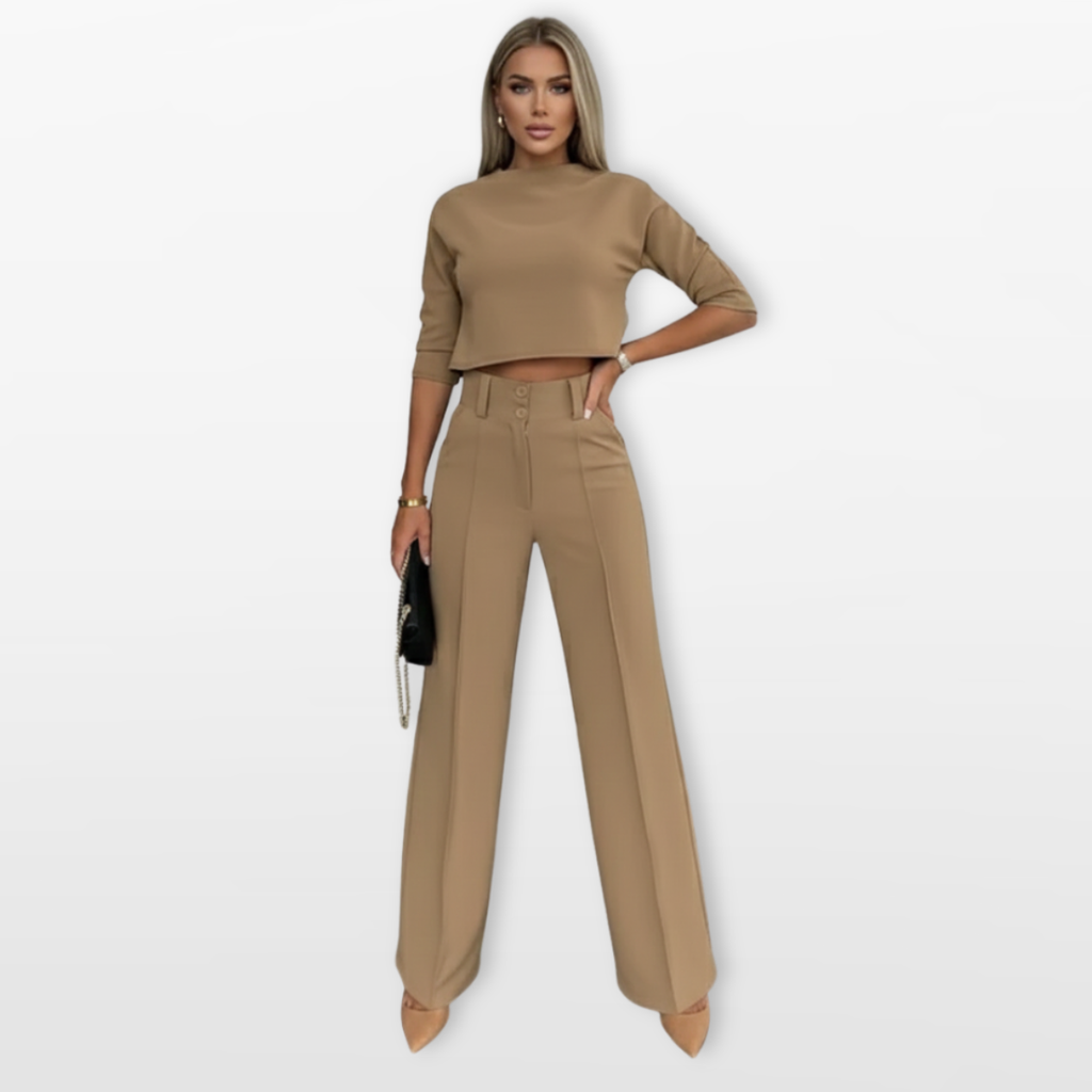 Women Two Piece Set Crop Top Pants