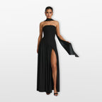 Women’s Strapless Maxi Dress Elegant High Slit
