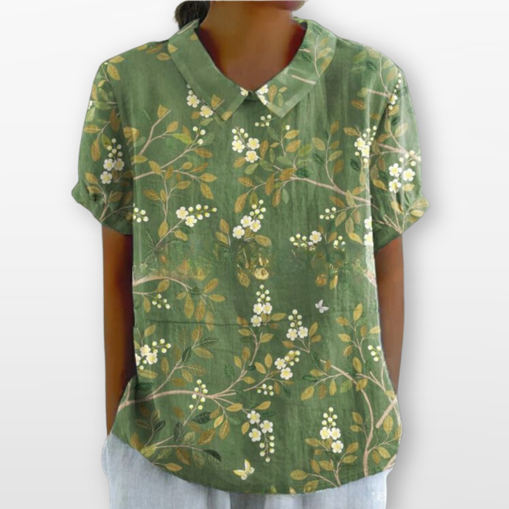 Women Floral Collar Blouse Casual Top