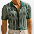 Men’s Striped Button Polo Shirt