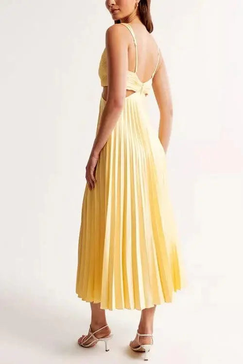 Women's Cutout Pleated Midi Dress