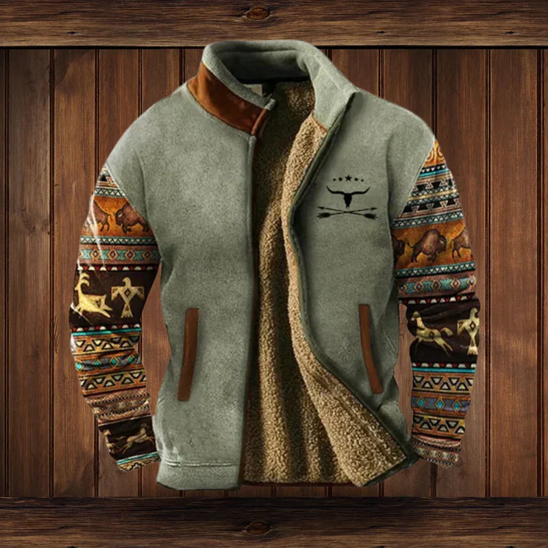 Men’s Patterned Sleeve Short Jacket