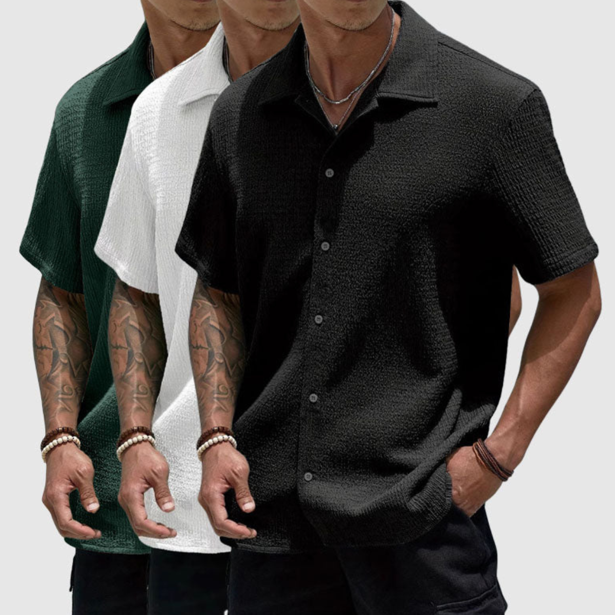 Men Textured Short Sleeve Casual Shirt