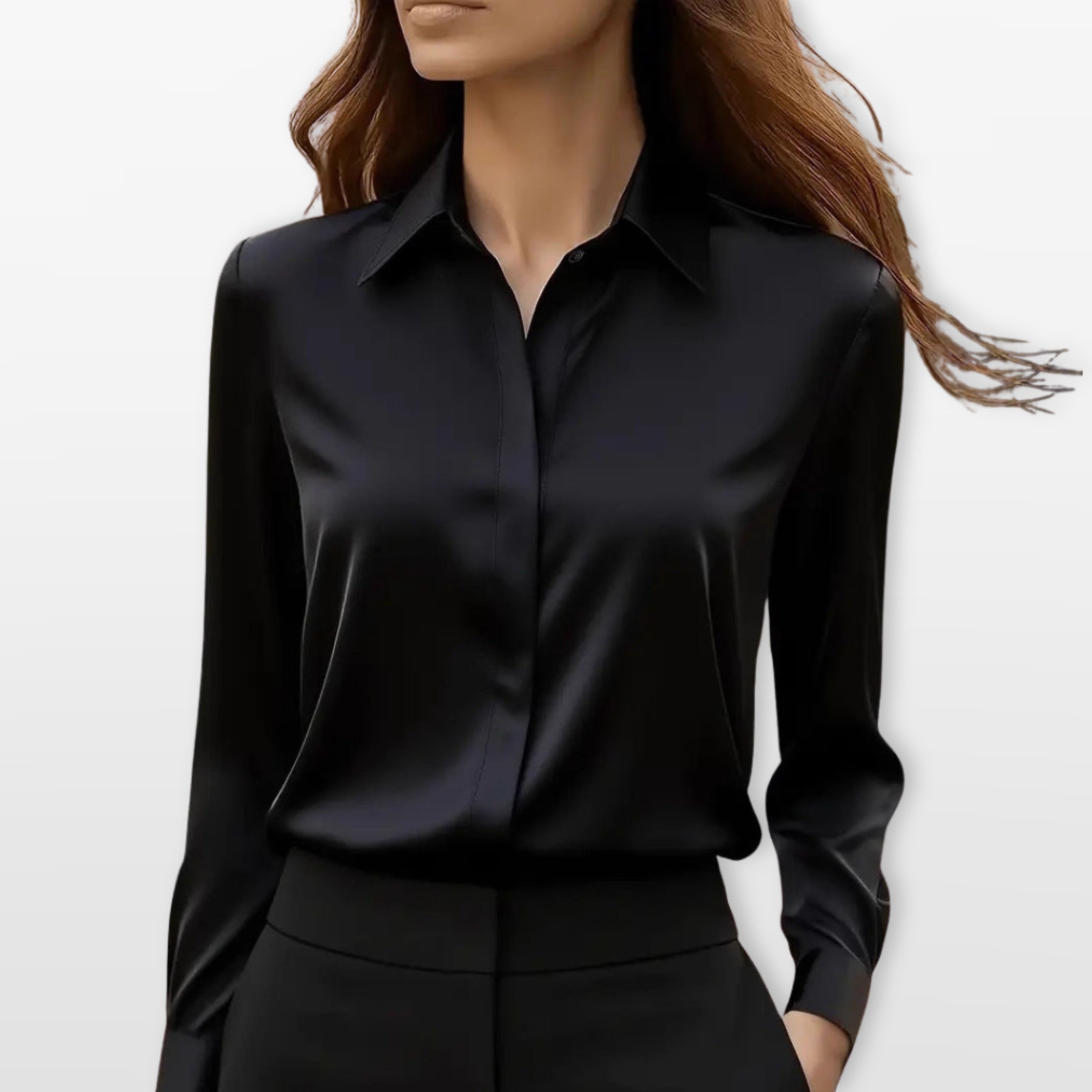 Women’s Satin Blouse Elegant Button Shirt