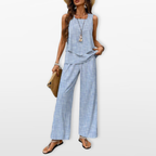 Women Two Piece Wide Leg Pant Set