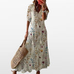 Women Boho Maxi Dress V Neck