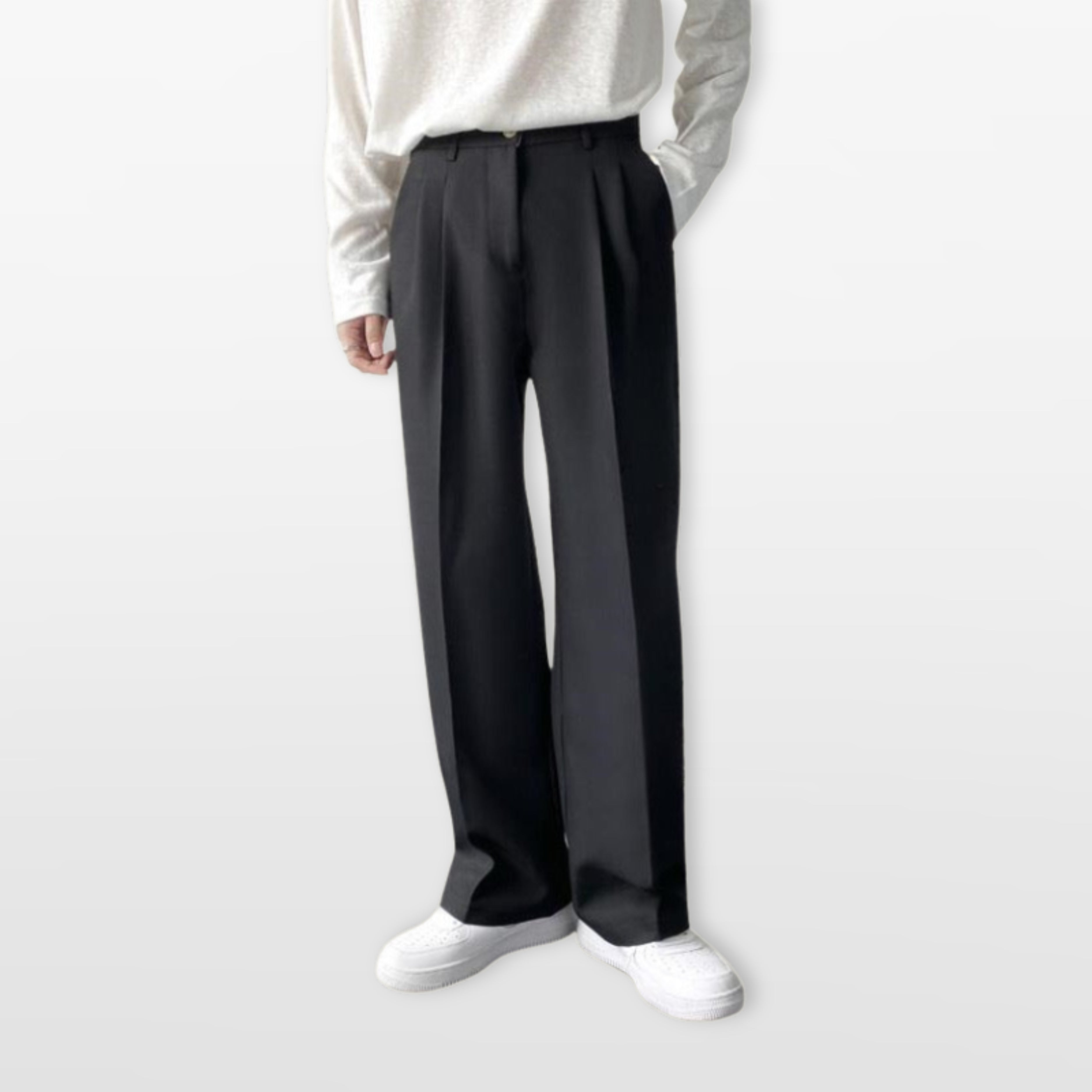 Men Wide Leg Pleated Trousers
