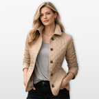 Women Quilted Button Jacket Tailored Fit