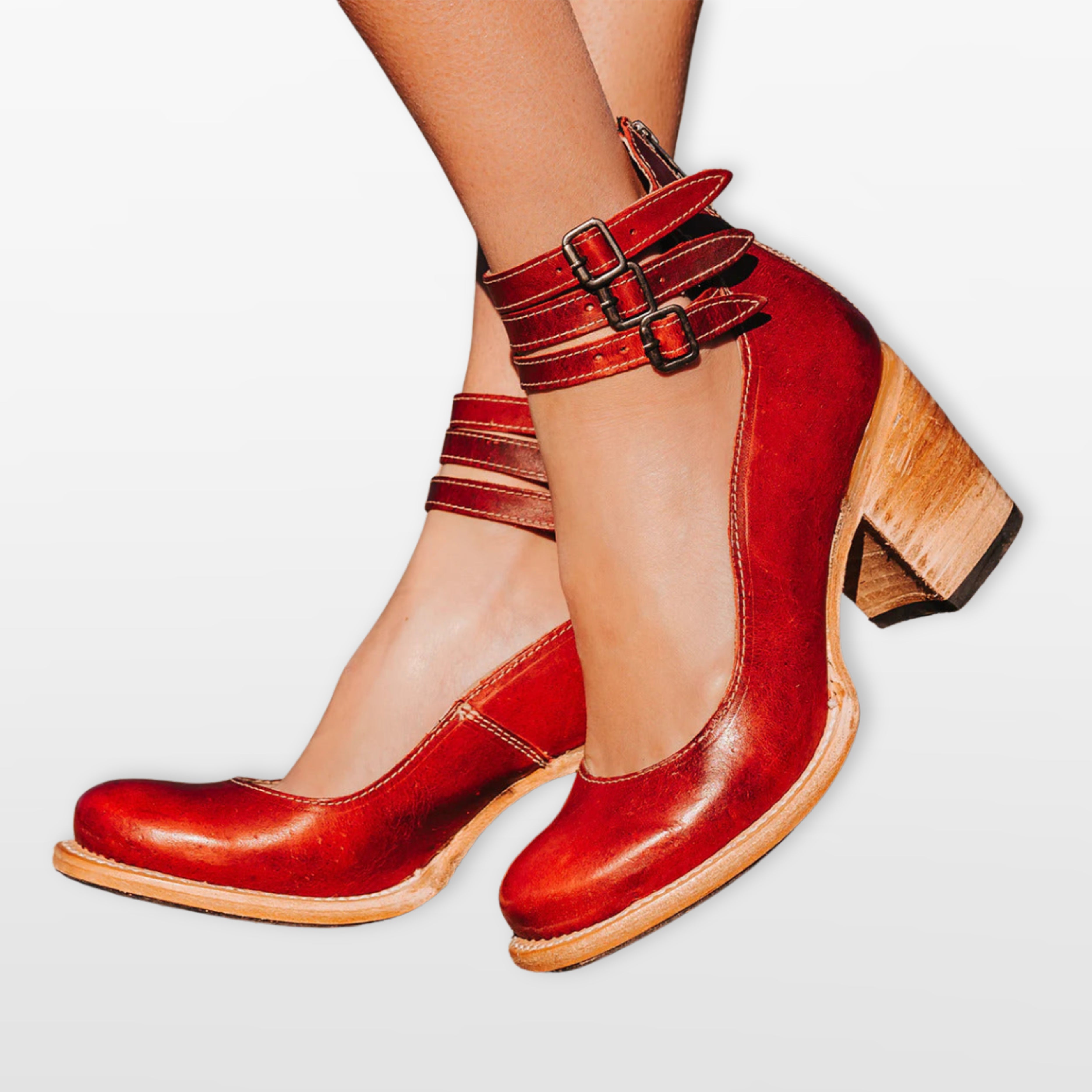 Women Ankle Strap Block Heel Pumps