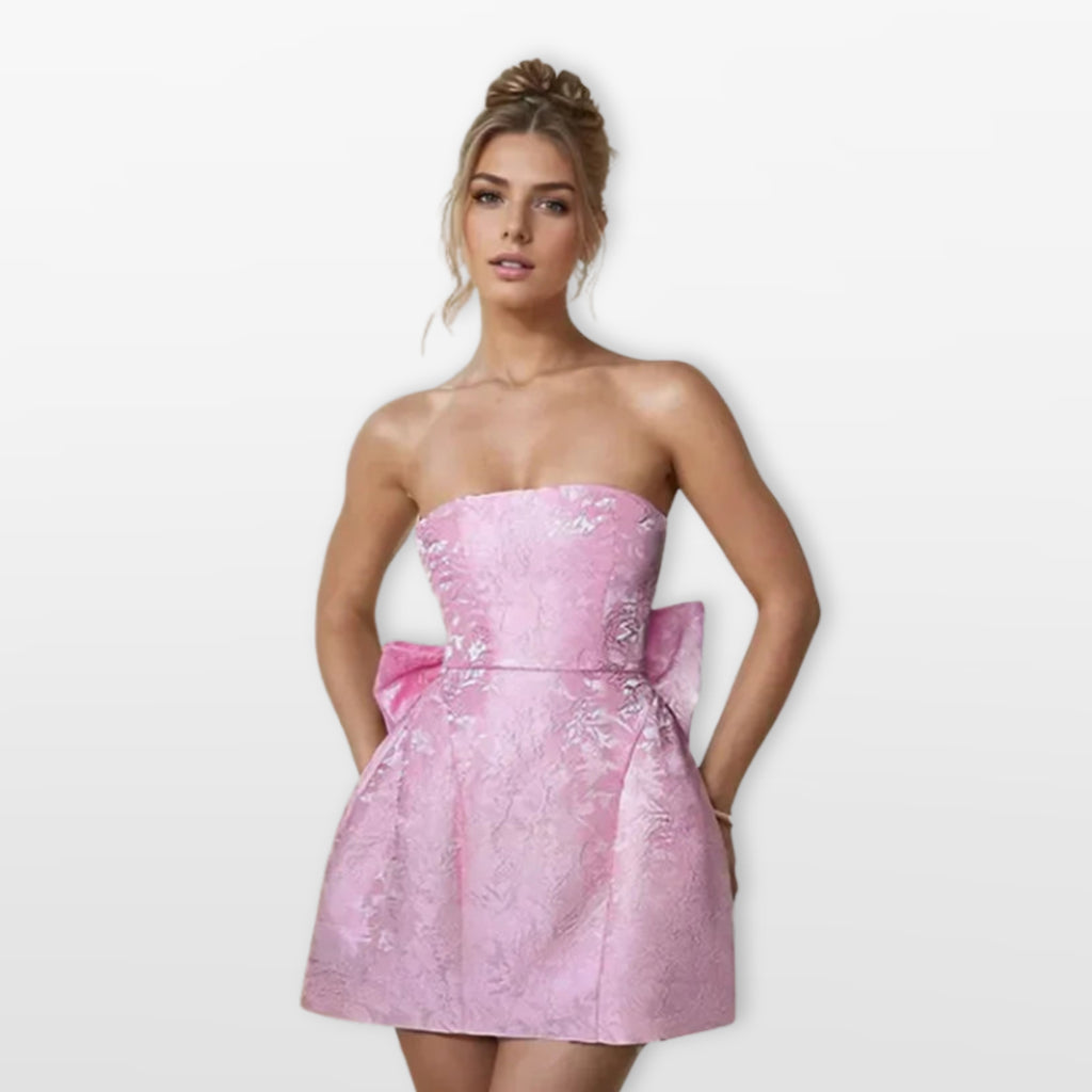 Women’s Strapless Mini Dress Bow Back