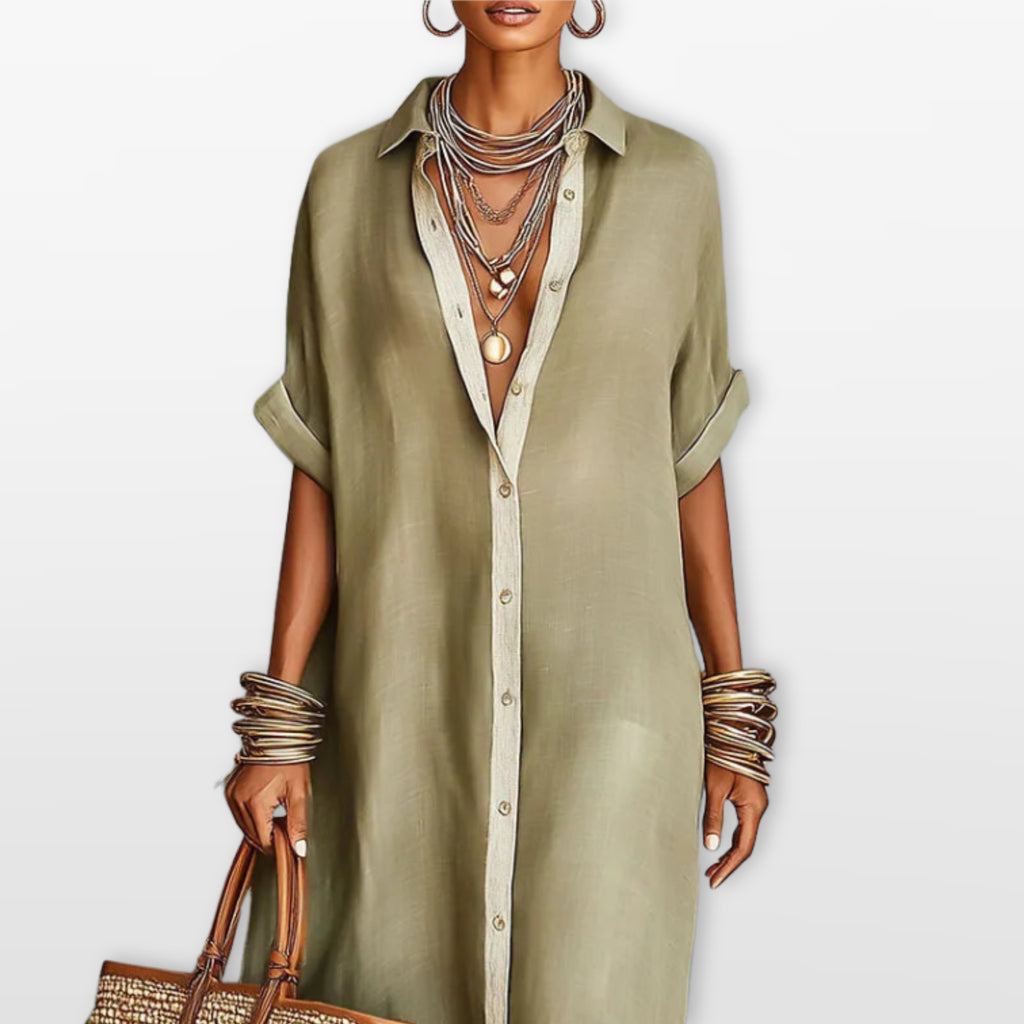 Women’s Maxi Shirt Dress Oversized Button