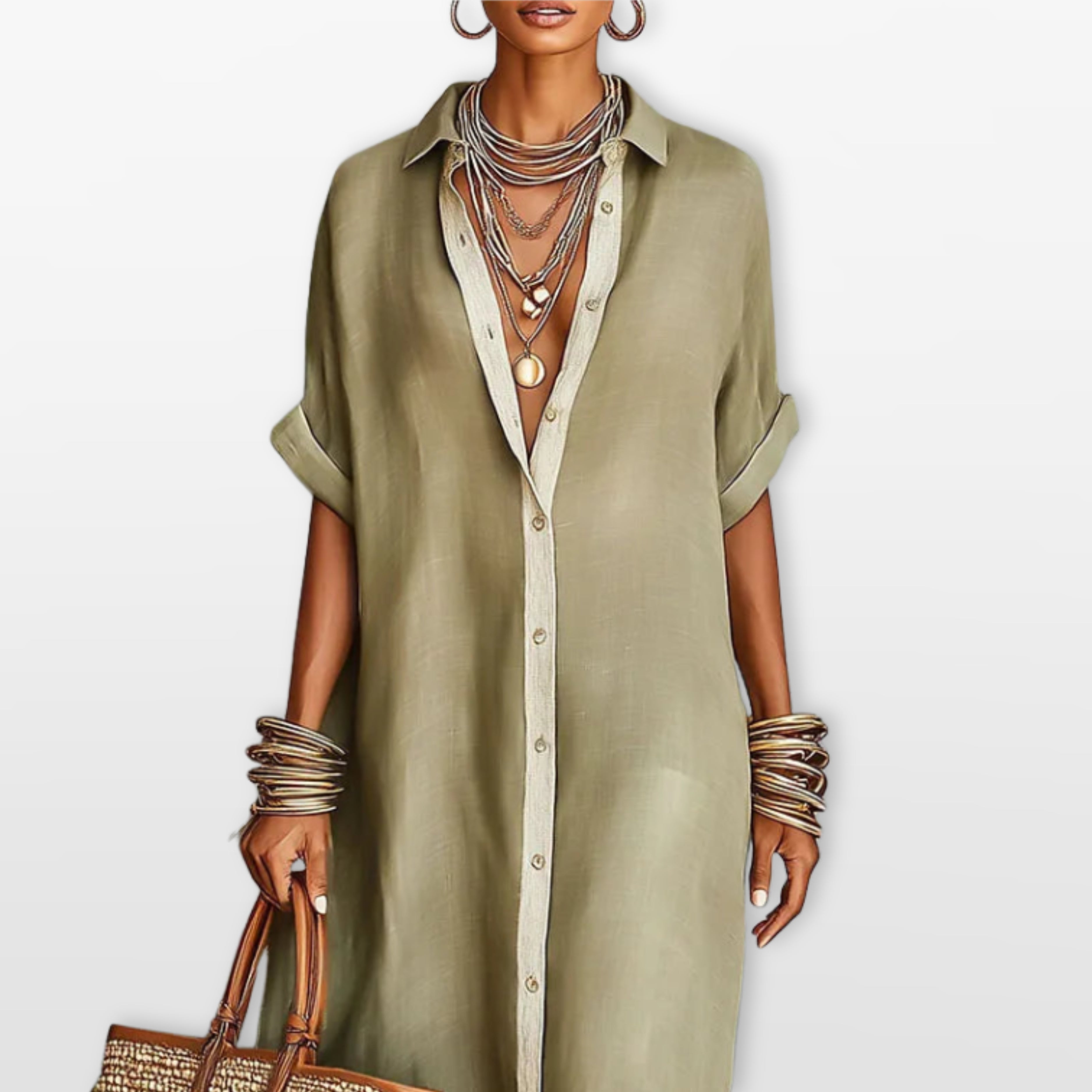 Women’s Maxi Shirt Dress Oversized Button