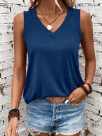 Women's V Neck Sleeveless Top