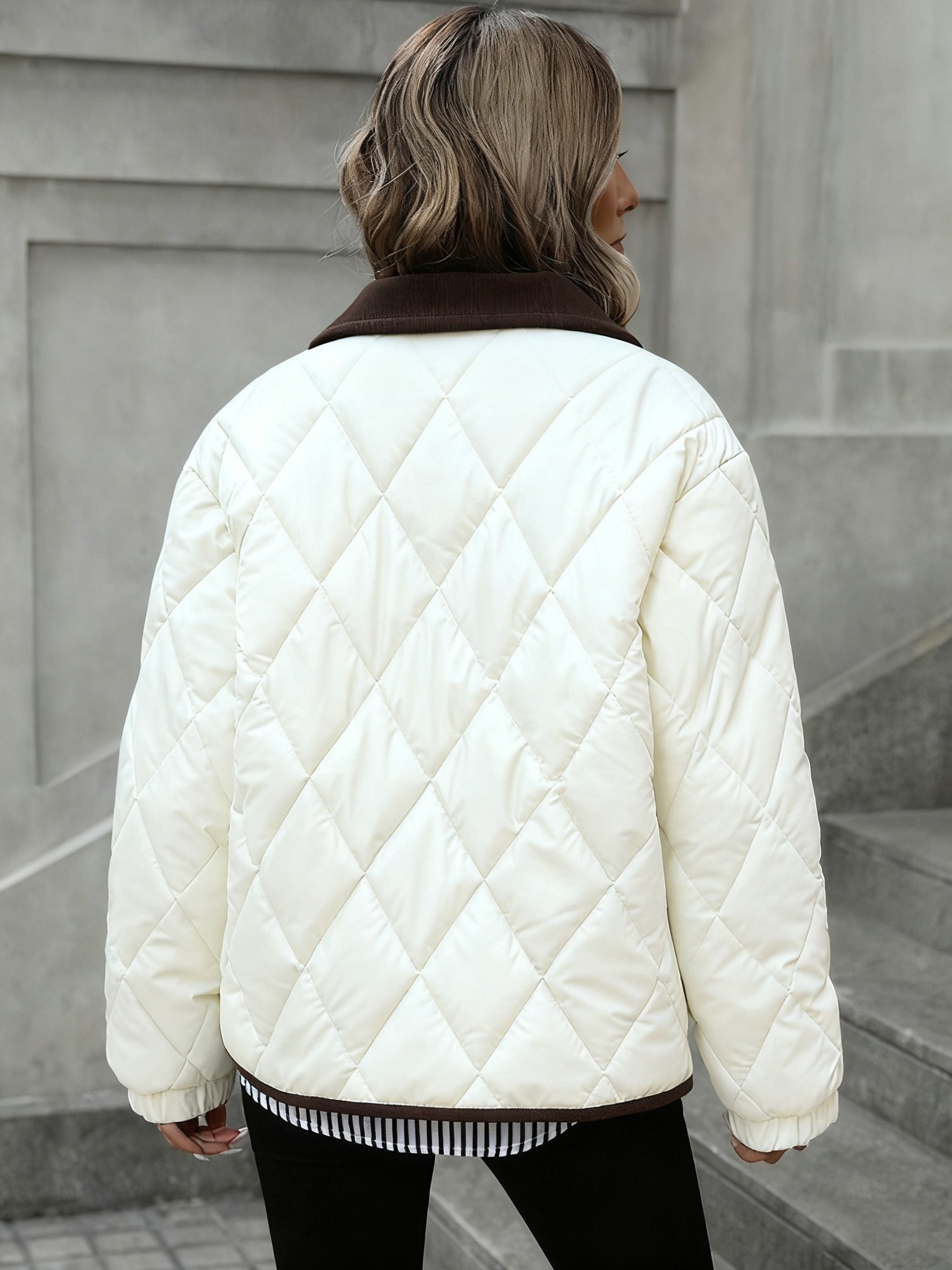 Women’s Quilted Jacket with Contrast Collar